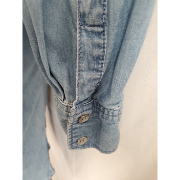 J Jill Womens Denim Button Down Collard Tapered Top Size XS - Picture 7 of 12